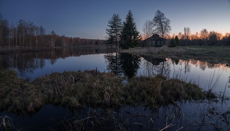 вечер, разлив, апрель, весна Солнце село фото превью