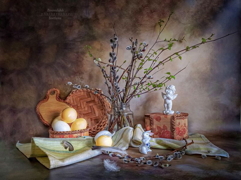 натюрморт, art_photo, весна, пасха, яйцо, крашенки, верба, фото на телефон Скоро Пасха!photo preview