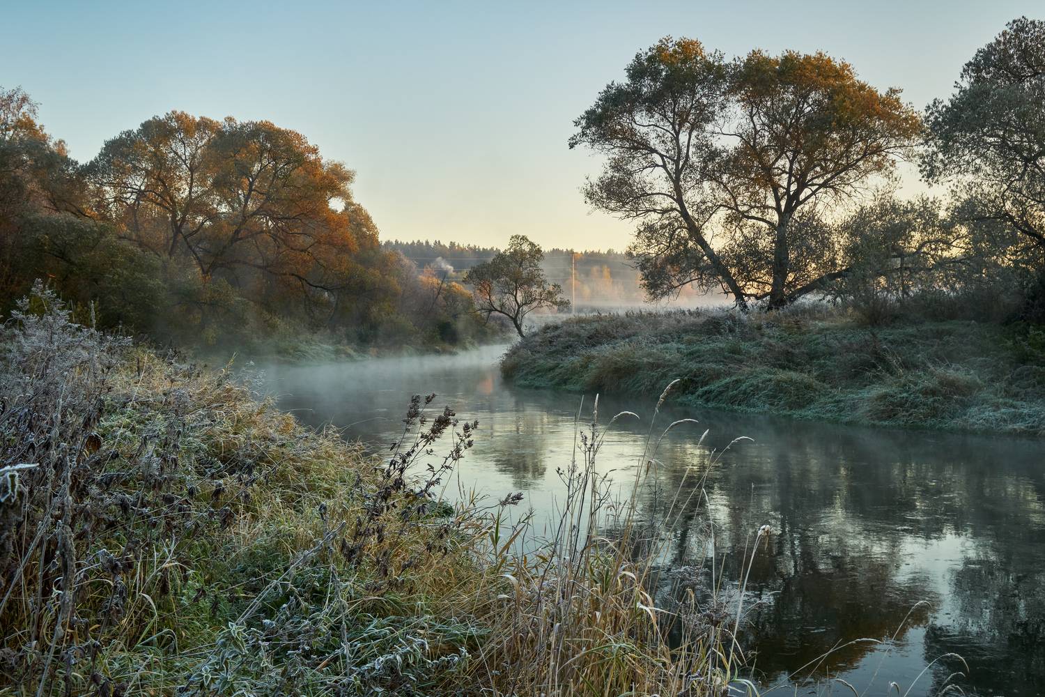 река истра, осень, утро, Медведев Александр