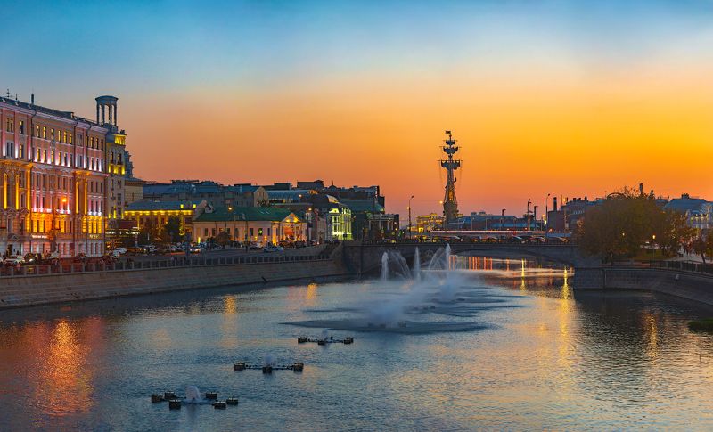 вечер закат сумерки город москва малый каменный мост ***photo preview