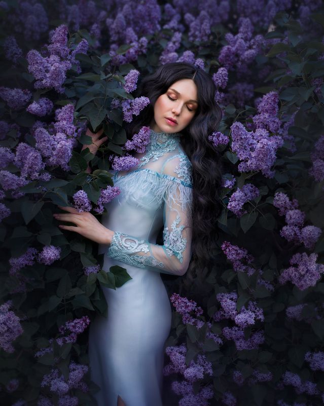 Фотограф Юлия Дюдина, Фотограф Нижний Новгород, арт фотограф,  волшебная фотосессия, фотосессия цветение, фотосессия в сирени, фотосессия в цветении photo preview