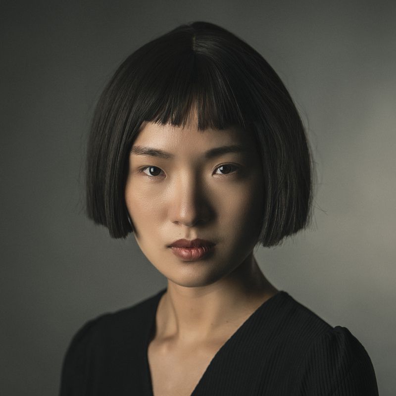 attractive, beautiful woman, beauty, chinese girl, close-up, female, femininity, front view, headshot, human face, individuality, indoors, looking at camera, one person, portrait, studio shot, sweater, young woman Portrait of a Chinese Girl фото превью