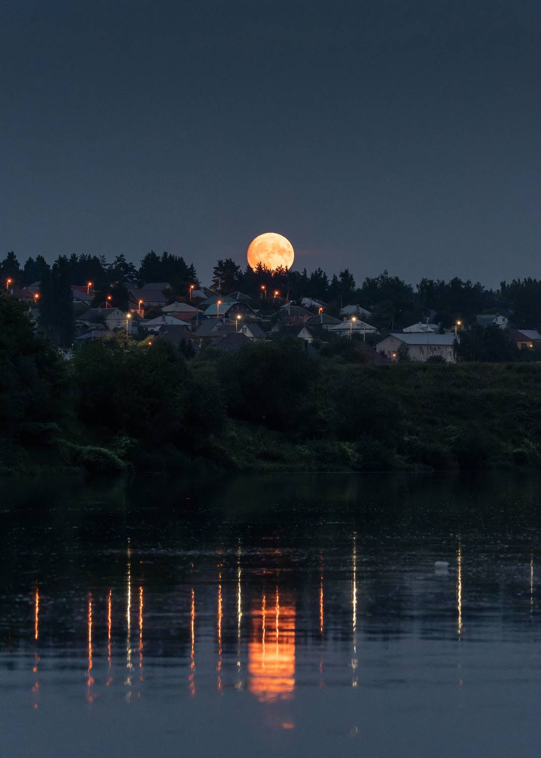 луна, река, полнолуние, ночь, Иван Мосьянов