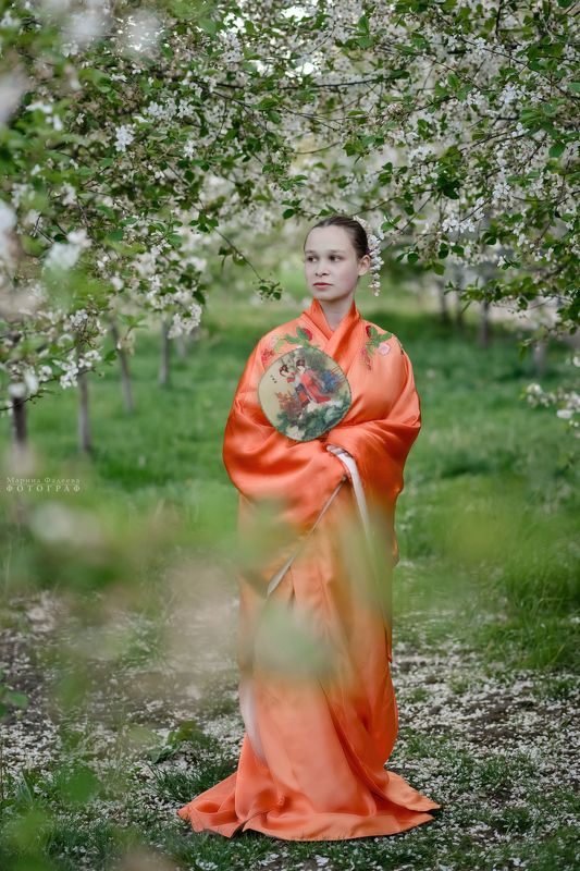 девушка, весна, цветение вишни, сакура, Ханамиphoto preview