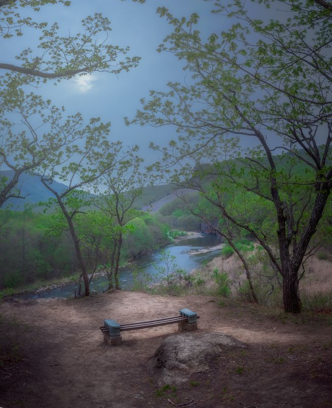 Лавка, речка, лесphoto preview