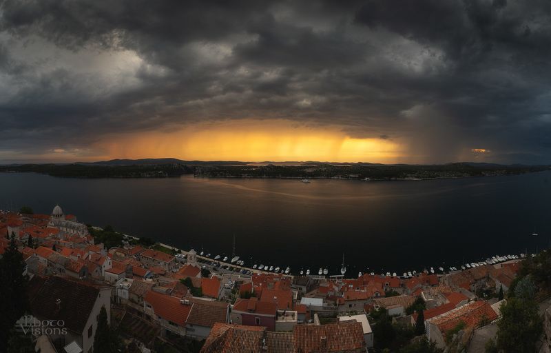 town,city,panorama,panoramic,summer,croatia, Panorama over Sybenik, Croatiaphoto preview