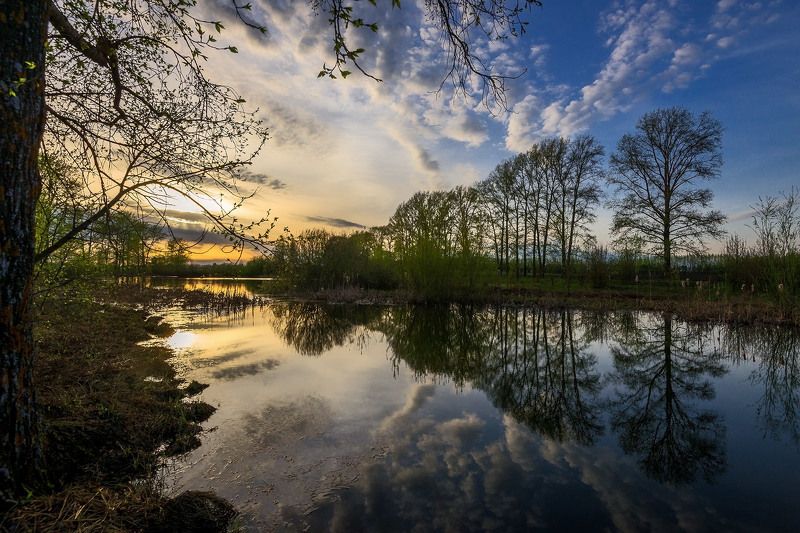 весна апрель озеро закат Вечерело... фото превью