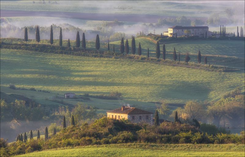 italy,san quirico d\\\'orcia,italia,туман,италия,тоскана,pienza,кипарис,toscana,весна,tuscany,cipressi,belvedere,пьенца,тени,rural,landscapes,nature Апрельское утроphoto preview
