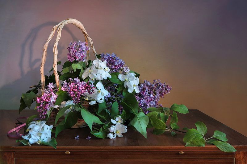 натюрморт,весна,корзина,сирень,цветы яблони Цветы маяphoto preview