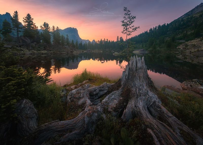 вечер, природа, пейзаж, закат, горы, озеро, ергаки, evening, nature, landscape, sunset, mountains, lake Вечер на озере Художниковphoto preview