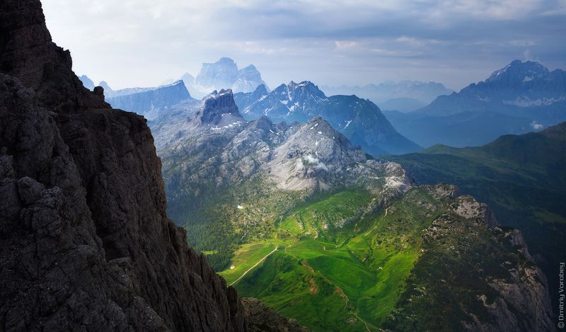 доломиты, альпы, италия, горы, луг, луга, небо Доломиты лугами покрытыphoto preview
