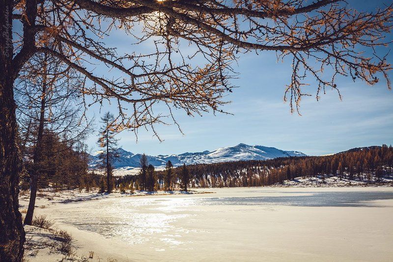 горный, алтай, улаганские, перевал, озеро, киделю, зима, снег, горы, вершины, лёд Киделюphoto preview