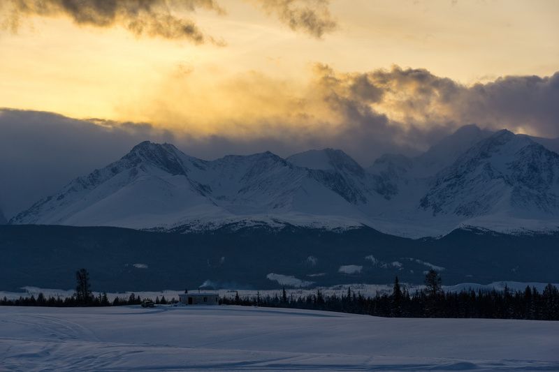алтай, зима, горы, закат, облака, altay, winter, mountains, sunset, clouds photo preview