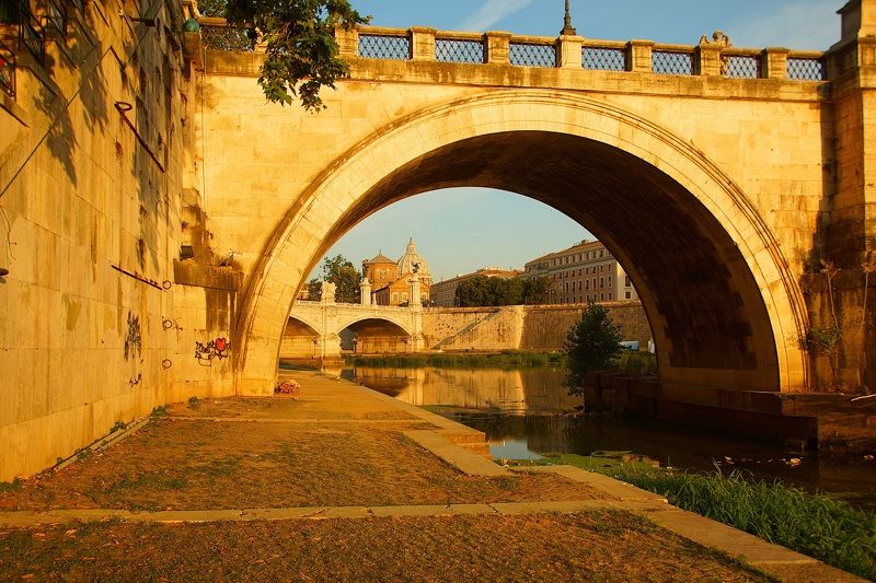 morning, summer, sun, light, bridge, city, architecture, italy, vatican, rome Roman morningphoto preview