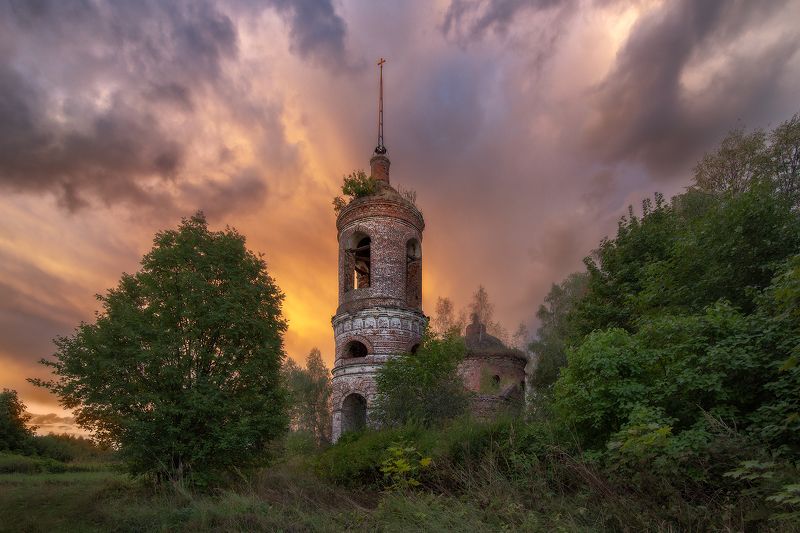 церковь, пейзаж, небо, лето, гроза ***photo preview