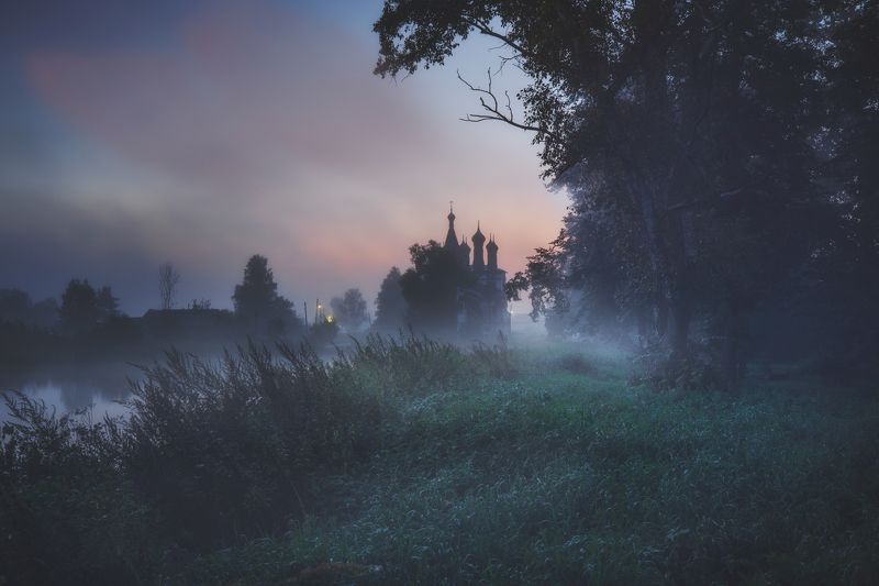 ночь, туман, деревня, храм Летняя ночьphoto preview
