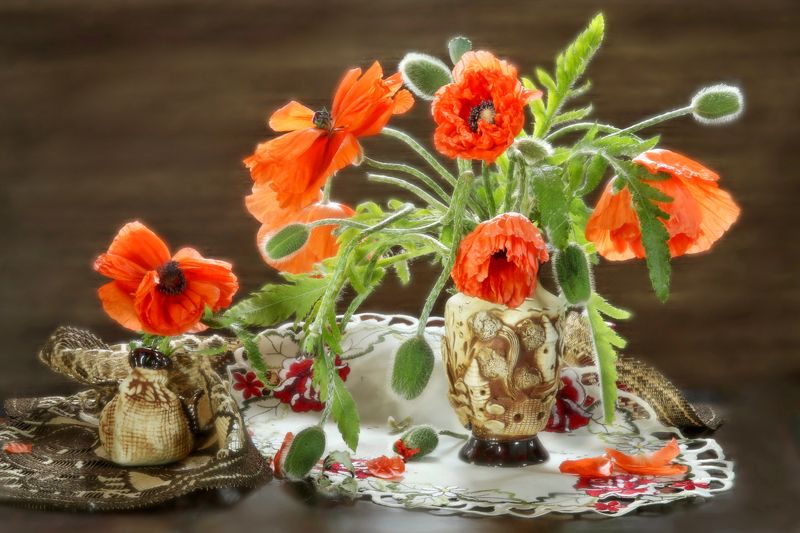 букет, цветы, маки, салфетки Макиphoto preview