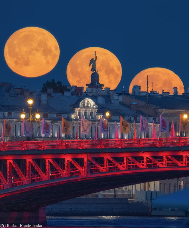 санкт-петербург, луна, полнолуние, восход луны, прострел, заход луны, секвенция, секвенция с луной Секвенция заходящей Луныphoto preview