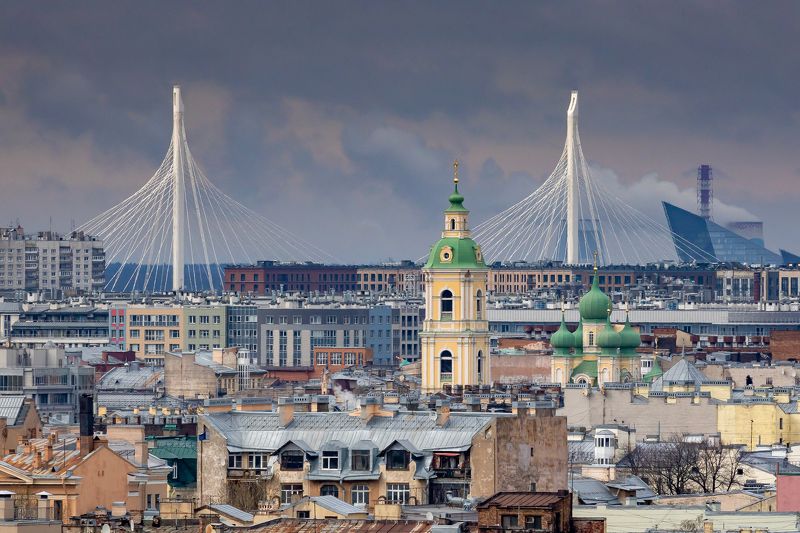 санкт петербург, город, городской пейзаж, мост, храм, церковь благовещения пресвятой богородицы, крыши, дома, здания Питерские купола... фото превью