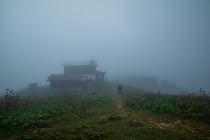 туман, вечер, в горах, деревня Туманный вечер на высокогорном плато Покутphoto preview