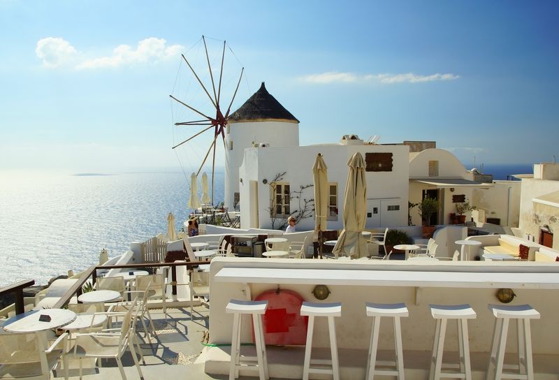 morning, city, mill, island, sea, sky, horizon, light, white White millphoto preview