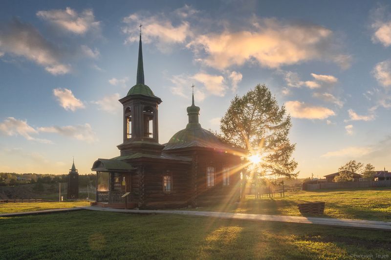 пейзаж, россия, урал, часовня, рассвет Новый деньphoto preview