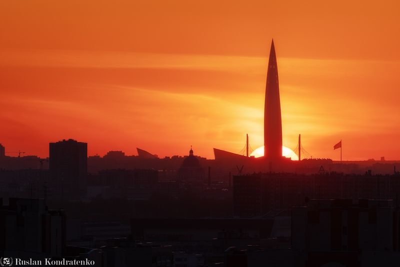 санкт-петербург, закат, лахта-центр, лахта, небоскреб, прострел, зенит арена, вантовый мост, зсд, троицкий собор Закат над Санкт-Петербургомphoto preview