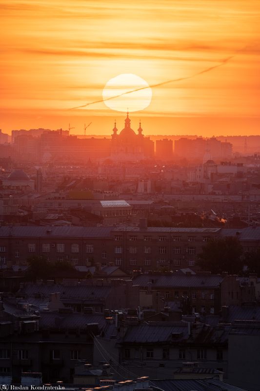 санкт-петербург, прострел, рассвет, смольный собор Рассвет за Смольным соборомphoto preview