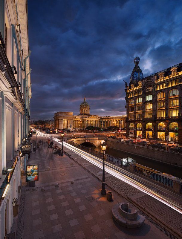 Вечер, Дом книги, Закат, Зингера, Казанский собор, Канал грибоедова, Невский проспект, Осень, Санкт-петербург Вечерний Петербург. Канал Грибоедова. фото превью