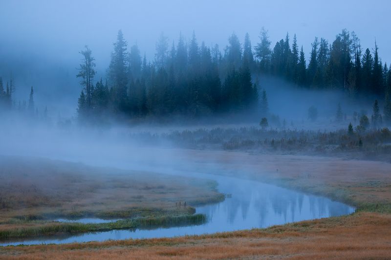 алтай, казахстан, язевое озеро, рассвет, туман, река язевая photo preview