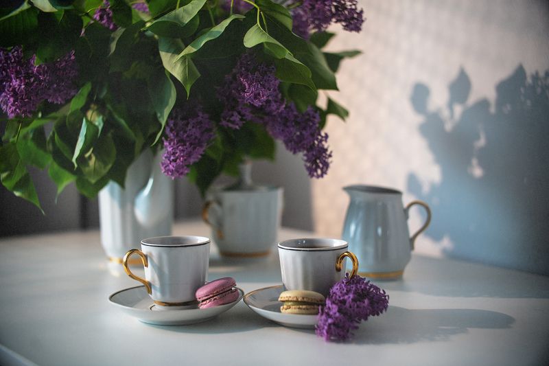 Сирень натюрморт белый чай Чай с ароматом сирениphoto preview