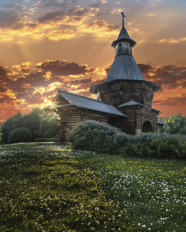 Коломенское, Москва, парк, музей, деревянного, зодчества, закат, пейзаж, Коломенское. Музей деревянного зодчестваphoto preview