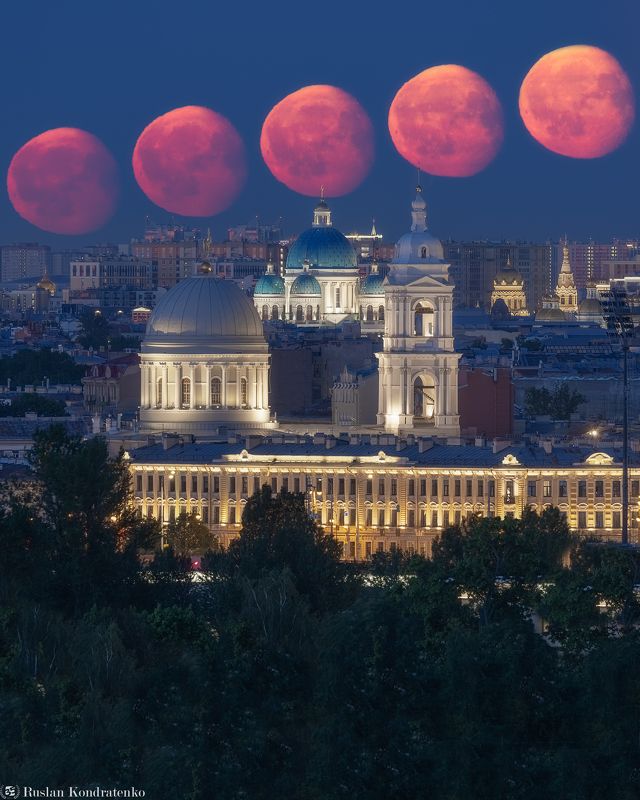 санкт-петербург, луна, прострел, екатерининская церковь, троицкий собор, секвенция Секвенция Восхода Луны за Троицким собором и Екатерининской церковьюphoto preview