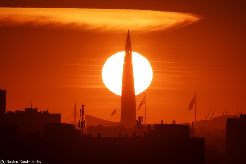 санкт-петербург, лахта-центр, прострел, закат Лахта-Центрphoto preview