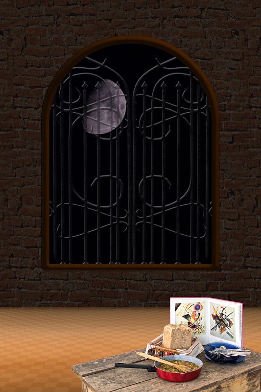 black, collage, color, colors, concept, conceptual, digital, digital art, editing, moon, photo collage, photography, still life, supper, Ужин готов (В ожидании Василия)photo preview