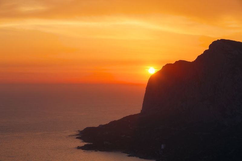 крым, море, горы, закат. Вечер в Ласпи. фото превью