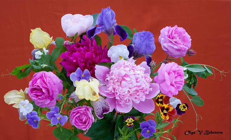 букет, натюрморт, цветы Большой букет с пионамиphoto preview