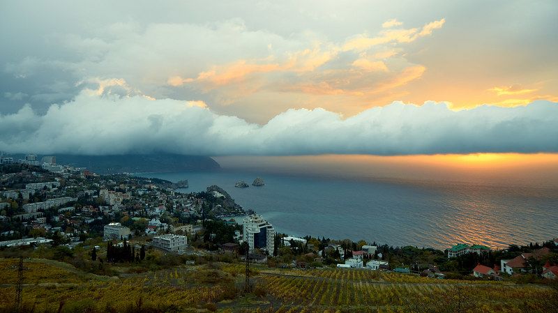 пейзаж, природа, море, восход, горы Гурзуф. Восходphoto preview