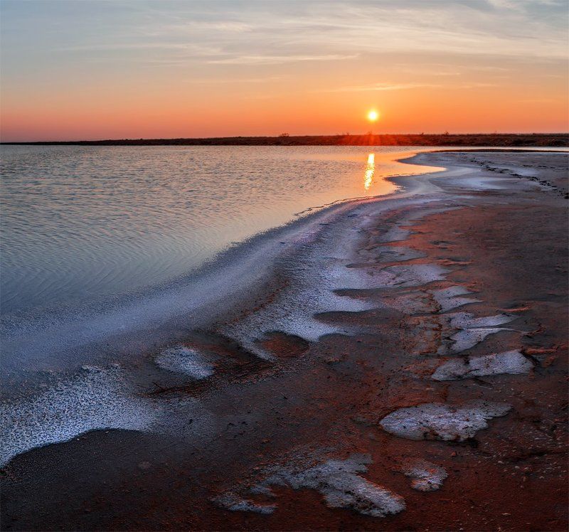 баскунчак, весна, восход, озеро, пейзаж, природа, рассвет, солнце, соль, утро ***photo preview