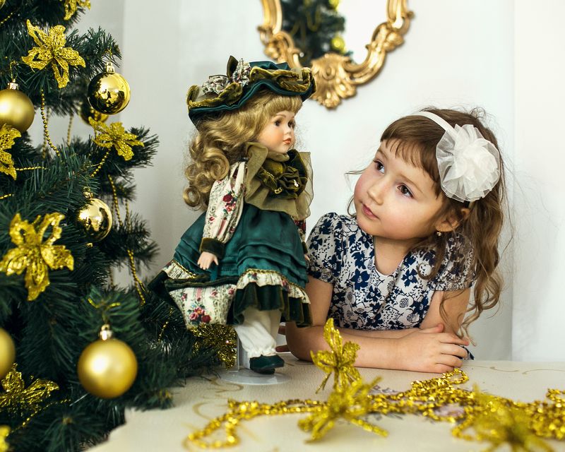 Девочка, Ёлка, Кукла, Новый год photo preview