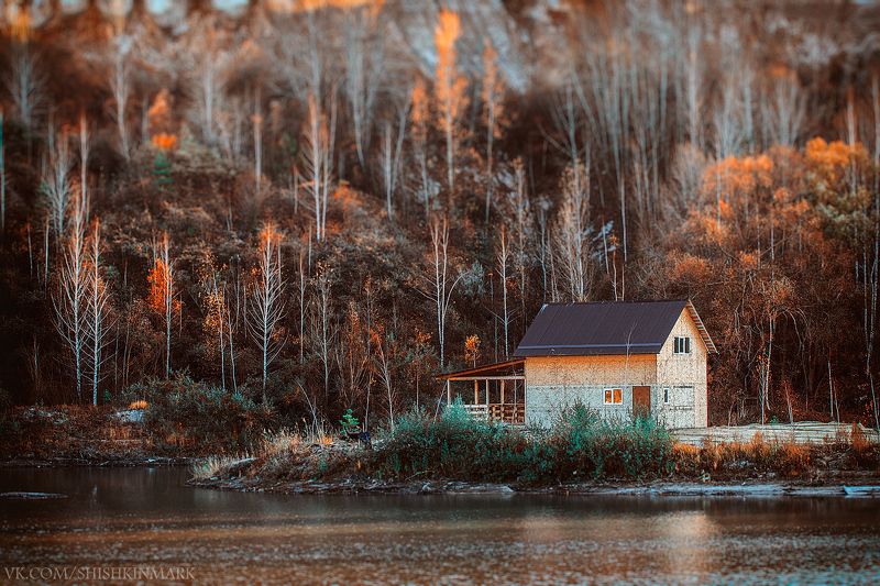 природа, пейзаж, красота, озеро, дом, деревья, лес, осень На берегу тишины...photo preview