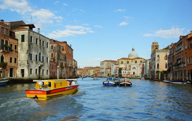 venice, italy, veneto, laguna, europe, city, ambulance, canal, transport, boat, help, traffic Ambulancephoto preview
