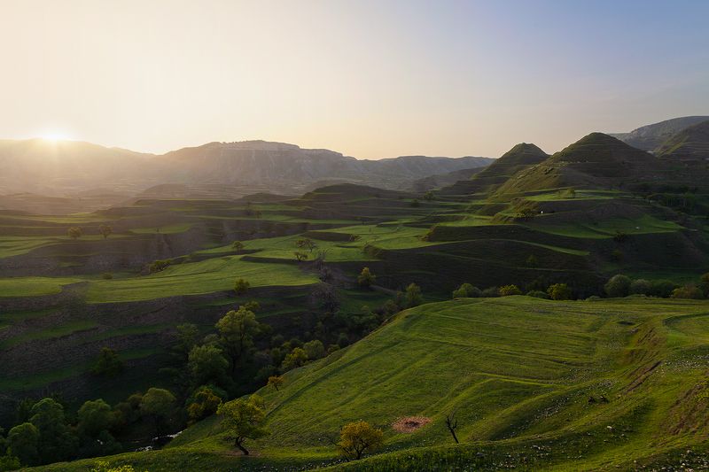 russia, dagestan, nature, sunrise, morning Кегерские пирамидыphoto preview