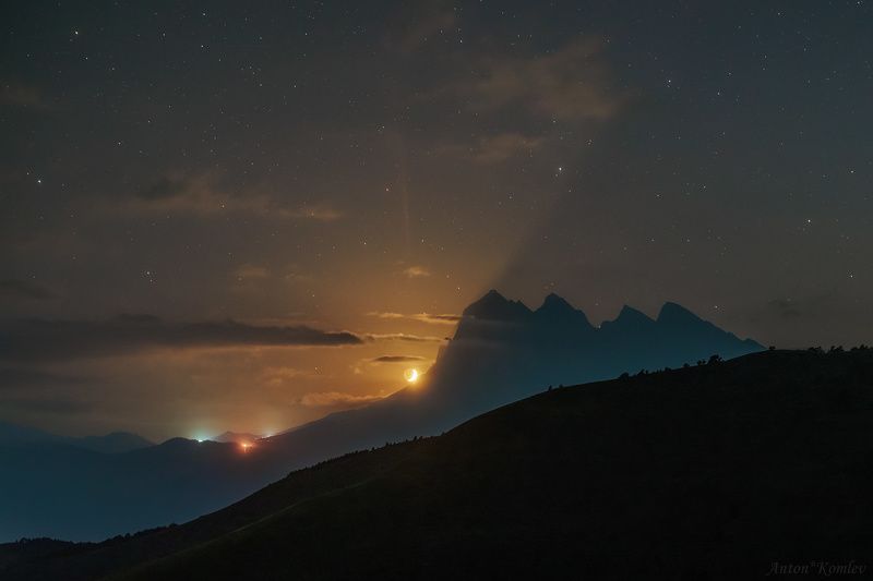 луна, кавказ, ночь, лето В закатных лучах ночного Солнцаphoto preview