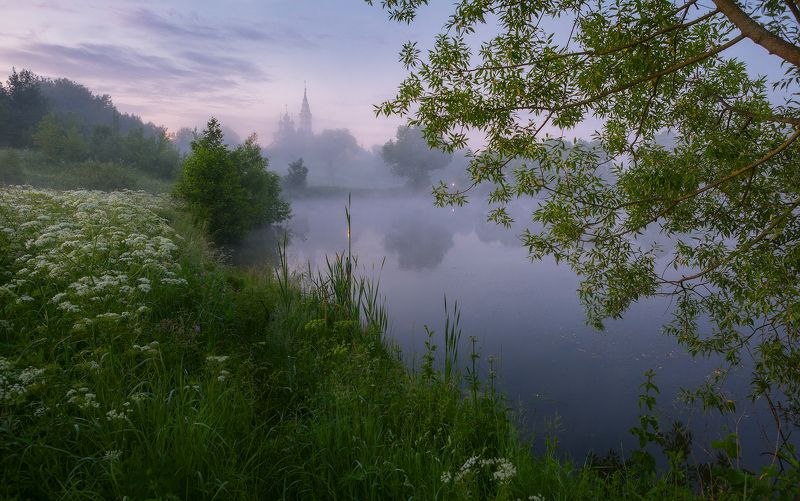 валищево, храм, туман, подмосковье Июньphoto preview