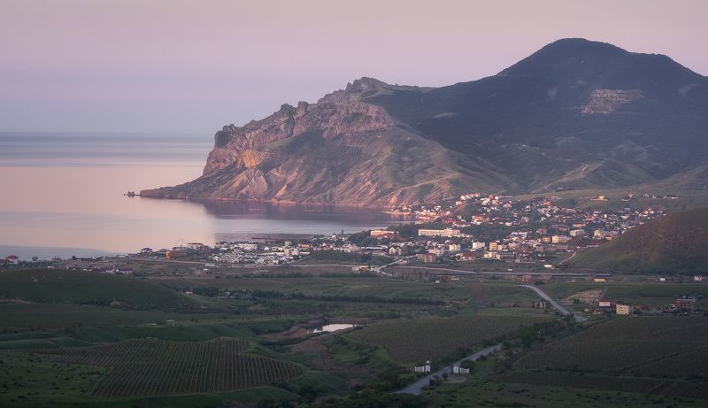 карадаг, рассвет, крым, степь, коктебель Коктебель и Карадагphoto preview