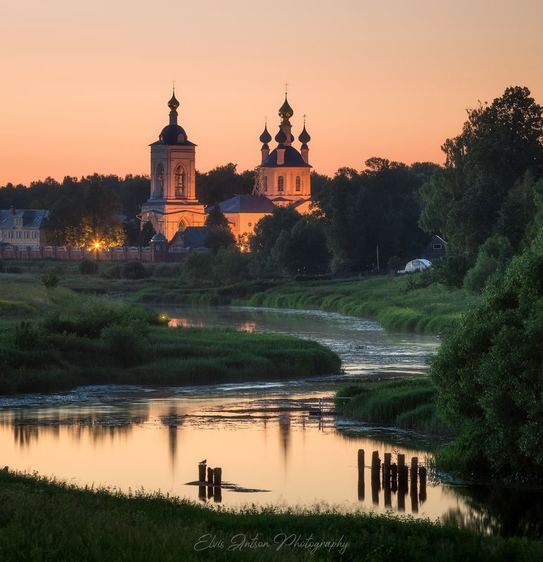 пейзаж, природа, дунилово, церковь Ночной пейзаж с церковью.photo preview