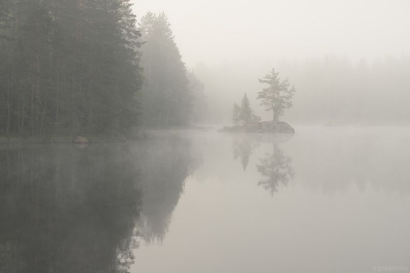 ленинградская область, выборгский район, карельский перешеек, россия Белая ночь на тихом озереphoto preview