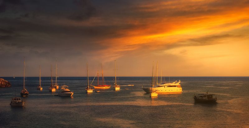 Menorca, Закат, Море, Яхта Menorcaphoto preview