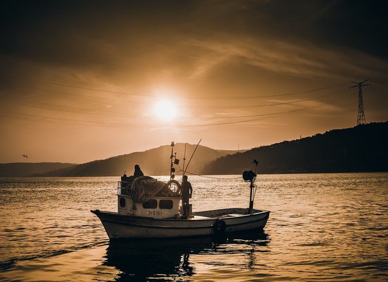 sunset, istanbul, bosphorus, boat, anadolu kavagi, закат, стамбул, босфор, лодка ***photo preview